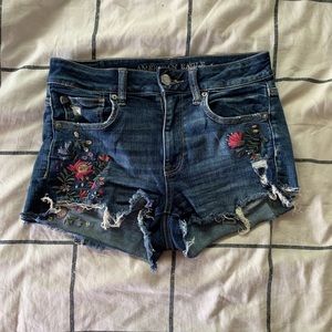 floral jean shorts